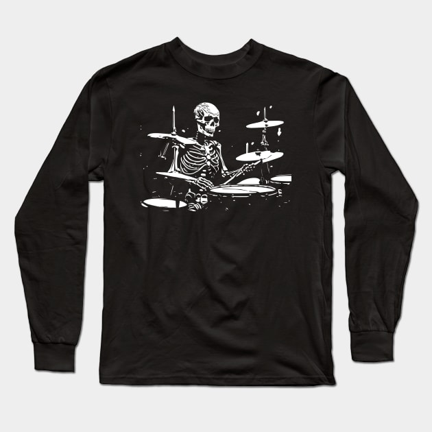 skeleton drummer Long Sleeve T-Shirt by lkn